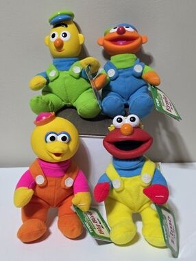 4 Tyco Plush Doll Sesame Street Rubber Face Baby Stuffed Toy '96 Elmo NWT